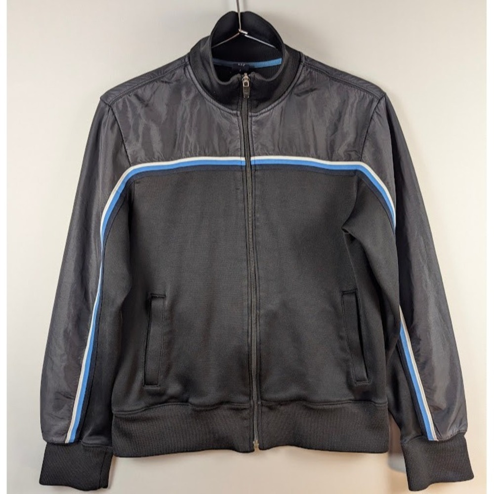GAP Track Jacket Mens S Black Blue Stripe Vintage Fall 2004 Full Zip Y2K Sporty